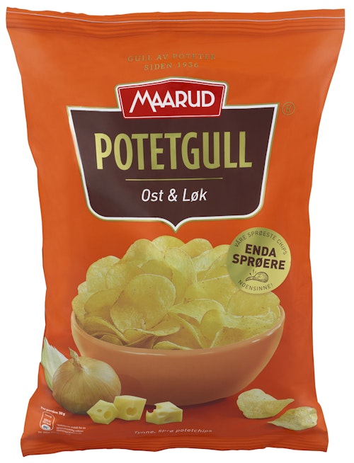 Bilde: © Maarud / Kolonial.no Maarud Potetgull Ost & Løk 200 g