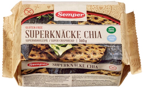 Bilde: © Semper / Kolonial.no Semper Chia Knekkebrød Glutenfri, 140 g