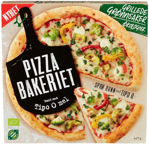 Bilde: © Pizzabakeriet / Kolonial.no Pizzabakeriet Pizza med Grillede Grønnsaker Økologisk, 427 g