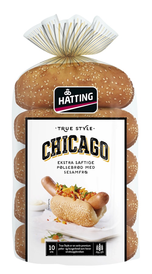 Bilde: © Hatting / Kolonial.no Hatting Chicago Pølsebrød 10 stk, 500 g
