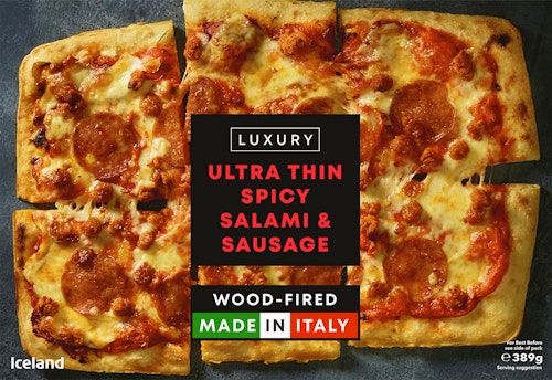 Bilde: © Iceland / Kolonial.no Iceland Salami & Sausage Pizza 389 g