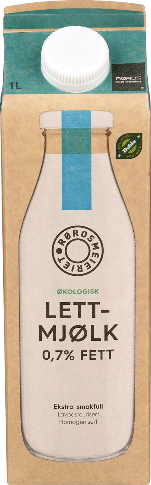 Bilde: © Rørosmeieriet / Kolonial.no Rørosmeieriet Rørosmjølk Økologisk 0,7% Fett, 1 l