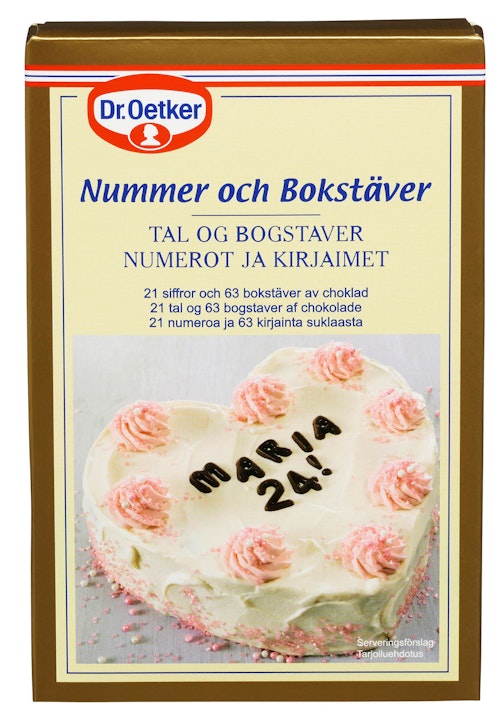 Bilde: © Dr. Oetker / Oda Dr. Oetker Bokstaver & Tall i Sjokolade 60 g