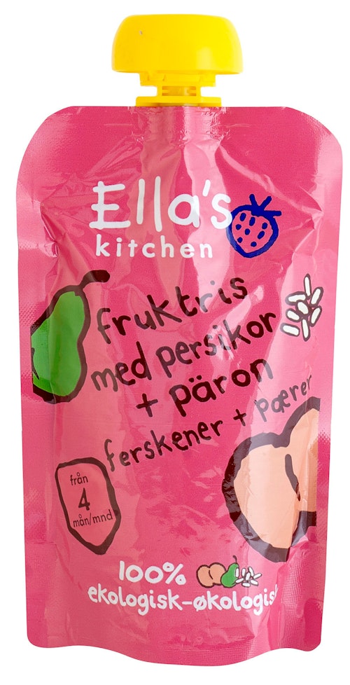 Bilde: © Ella's Kitchen / Kolonial.no Ella's Kitchen Fruktris Fersken + Pære Fra 4 mnd, 120 g