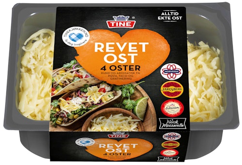 Bilde: © Tine / Kolonial.no Tine Revet Ost 4 Oster 250 g