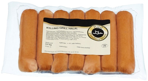 Grillpølse Kylling Halal 500 g