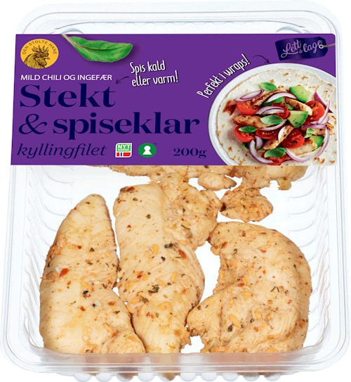 Bilde: © Den Stolte Hane / Oda Den Stolte Hane Kyllingfilet Stekt Og Spiseklar Chili Og Ingefær