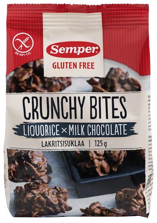 Bilde: © Semper / Oda Semper Crunchy Bites Lakris Og Sjokolade 125 g