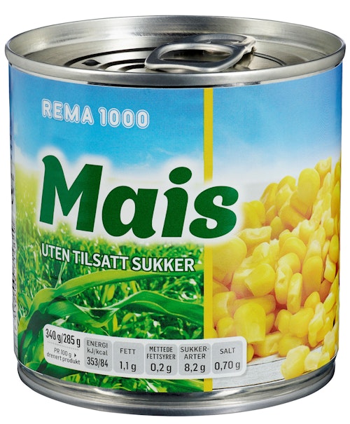 Bilde: © REMA 1000 / Kolonial.no REMA 1000 Maiskorn 340 g