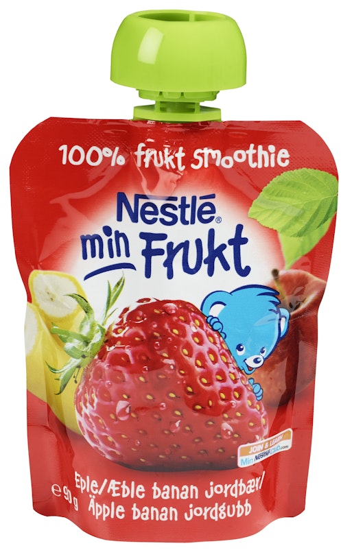 Bilde: © Nestlé / Oda Nestlé Min Frukt Eple, Banan&Jordbær Smoothie fra 6 mnd, 90 g