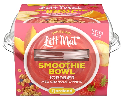Bilde: © Fjordland / Kolonial.no Fjordland Litt Mat Jordbær Smoothie Med Granolatopping, 170 g