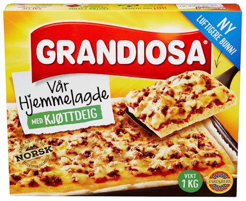 Bilde: © Grandiosa / Kolonial.no Grandiosa Grandiosa Vår Hjemmelagde med Kjøttdeig Pizza 1000 g