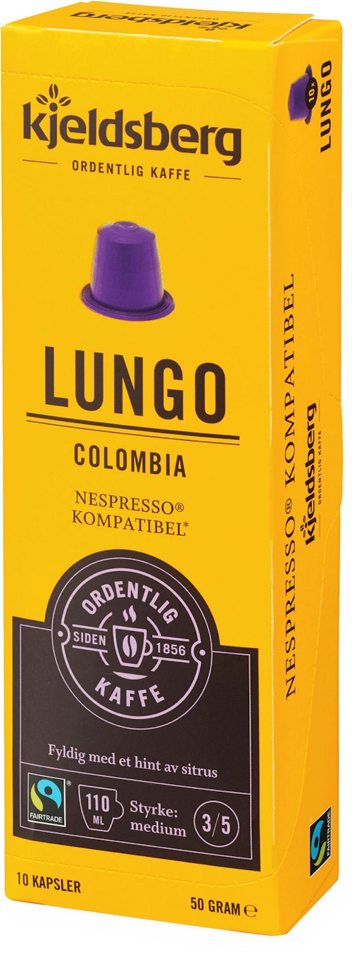 Bilde: © Kjeldsberg Kaffebrenneri / Kolonial.no Kjeldsberg Kaffebrenneri Kaffekapsel Lungo Colombia 10 stk
