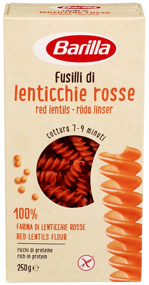 Bilde: © Barilla / Kolonial.no Barilla Fusilli Røde Linser Glutenfri, 250 g