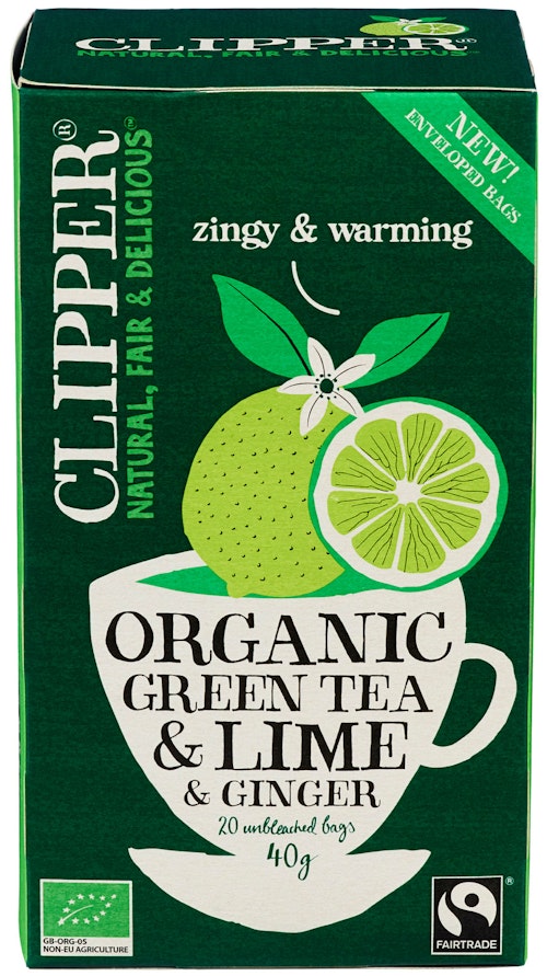 Bilde: © Clipper / Kolonial.no Clipper Te Lime & Ginger Green Økologisk, 20 stk