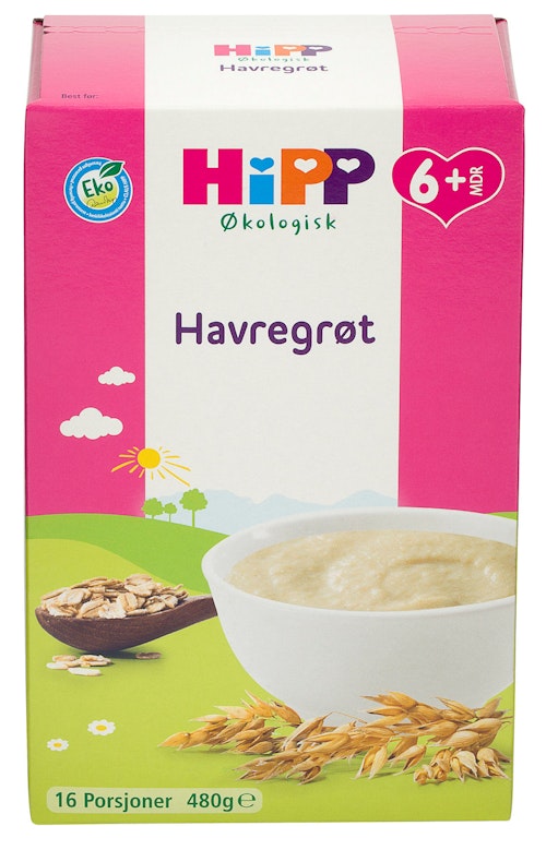 Bilde: © Hipp / Kolonial.no Hipp Havregrøt Fra 6 mnd, 16 porsjoner, 480 g