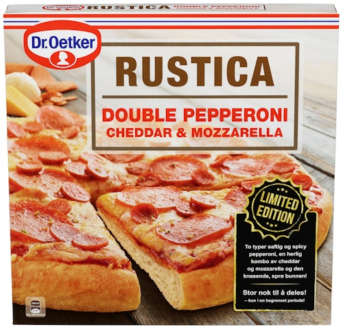 Bilde: © Dr. Oetker / Kolonial.no Dr. Oetker Rustica Pizza Double Pepperoni, 656 g