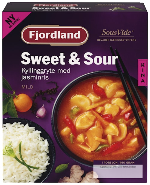 Bilde: © Fjordland / Oda Fjordland Kyllinggryte Sweet & Sour Med Jasminris