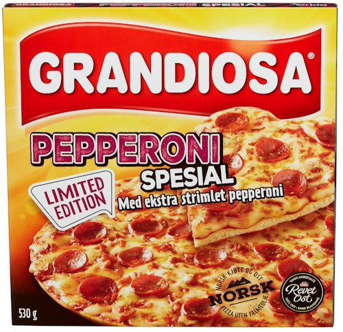 Bilde: © Grandiosa / Kolonial.no Grandiosa Grandiosa Spesial Pepperoni Pizza 530 g