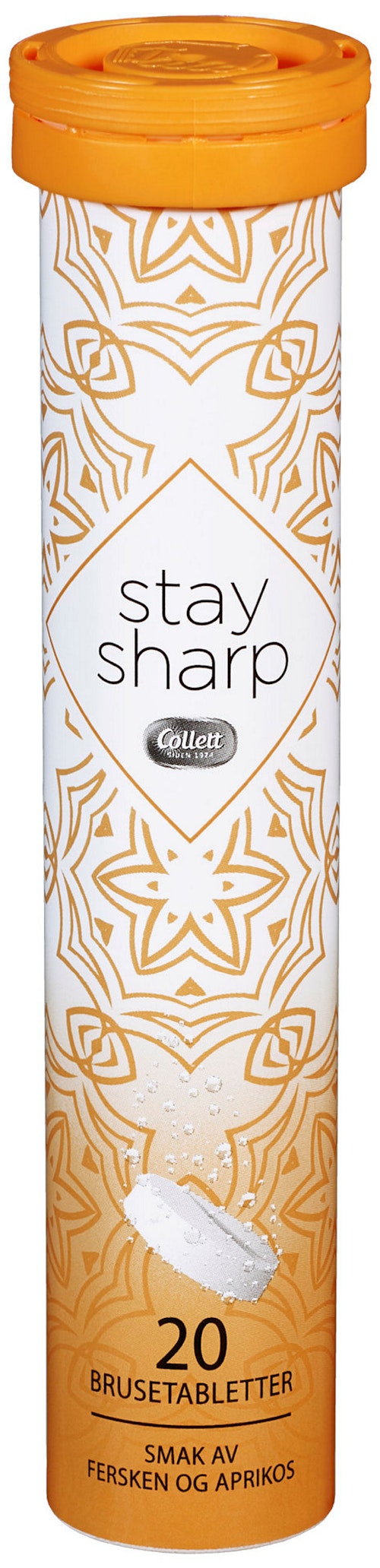 Bilde: © Collett / Kolonial.no Collett Stay Sharp Fersken & Aprikos Brusetabletter, 20 stk