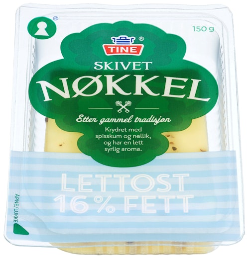 Bilde: © Tine / Kolonial.no Tine Nøkkelost Lettere Skivet, 150 g