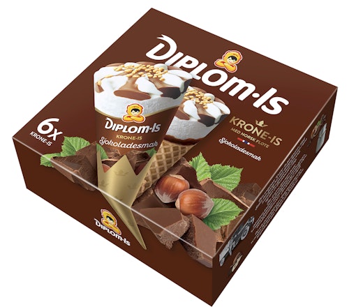 Bilde: © Diplom-Is / Kolonial.no Diplom-Is Krone-Is Sjokolade 6 stk, 750 ml