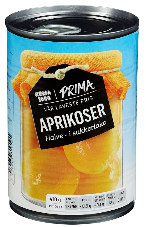 Bilde: © REMA 1000 / Kolonial.no REMA 1000 Aprikoser Halve 410 g