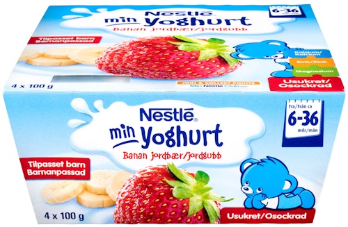 Bilde: © Nestlé / Oda Nestlé Min Yoghurt Banan & Jordbær Fra 6 mnd