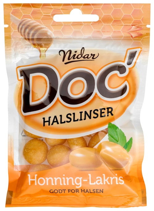 Bilde: © Nidar / Kolonial.no Nidar Doc Halslinser Honning-Lakris 60 g