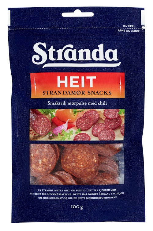 Bilde: © Stranda / Kolonial.no Stranda Strandamør Snacks Heit 100 g
