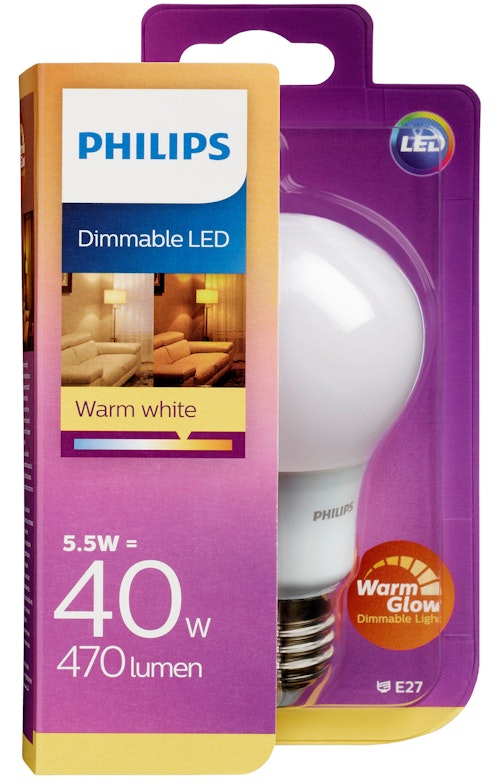 Bilde: © Philips / Kolonial.no Philips Lyspære Led 40w, E27 Warmglow Norm, 1 stk