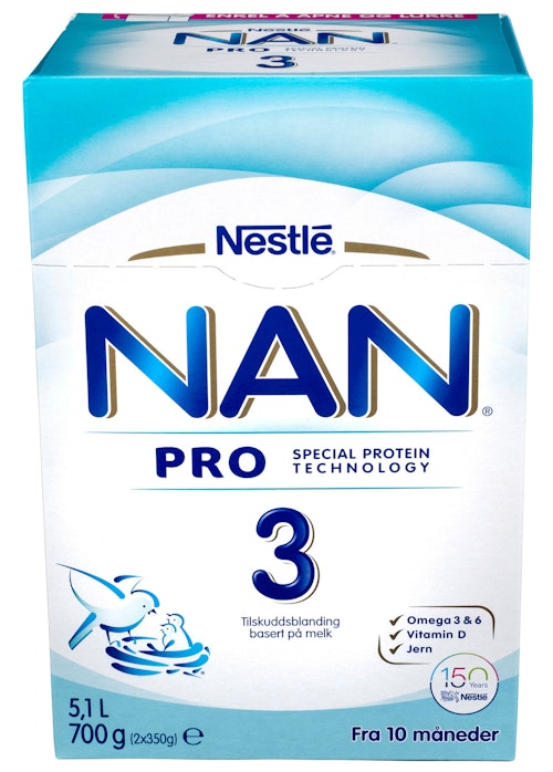 Bilde: © Nestlé / Kolonial.no Nestlé NAN Pro 3 Juniormelk Fra 10 mnd, 700 g