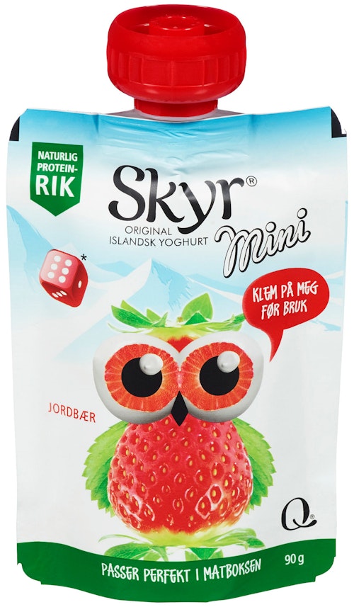 Bilde: © Q-meieriene / Oda Q-meieriene Skyr Mini Jordbær Pose, 90 g