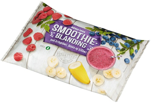 Bilde: © REMA 1000 / Oda REMA 1000 Smoothieblanding Med bringebær, banan og blåbær