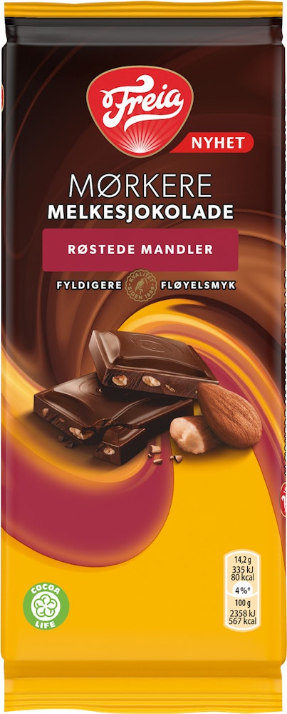 Freia Mørkere Melkesjokolade Røstede Mandler