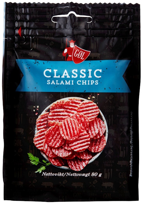 Bilde: © Tulip / Kolonial.no Tulip Classic Salami Chips 80 g