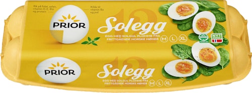 Bilde: © Prior / Kolonial.no Prior Solegg Fra frittgående høner Str M/L/XL, 12 stk