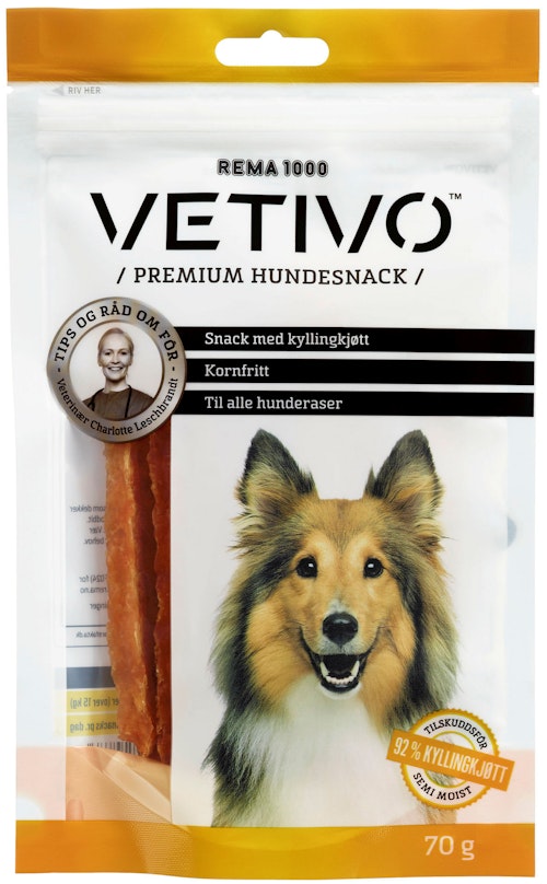 Bilde: © Vetivo / Kolonial.no Vetivo Kyllingsnacks Til Hund 70 g