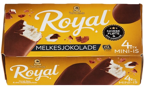 Bilde: © Diplom-Is / Kolonial.no Diplom-Is Royal Melkesjokolade Mini 4 stk