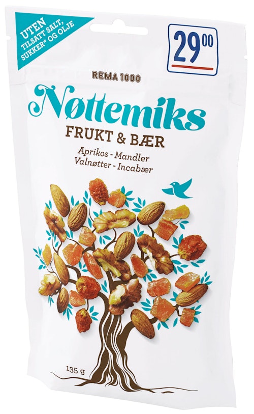 Bilde: © REMA 1000 / Kolonial.no REMA 1000 Nøttemiks Frukt & Bær 135 g