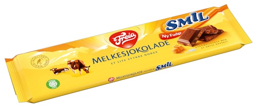 Bilde: © Freia / Kolonial.no Freia Melkesjokolade med Smil Karamellfudge-Havsalt, 190 g