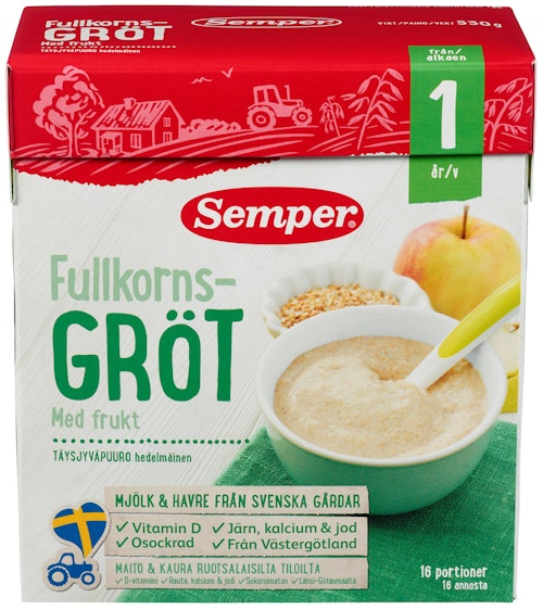 Bilde: © Semper / Oda Semper Fullkornsrøt Eple & Pære Fra 12 mnd, 530 g