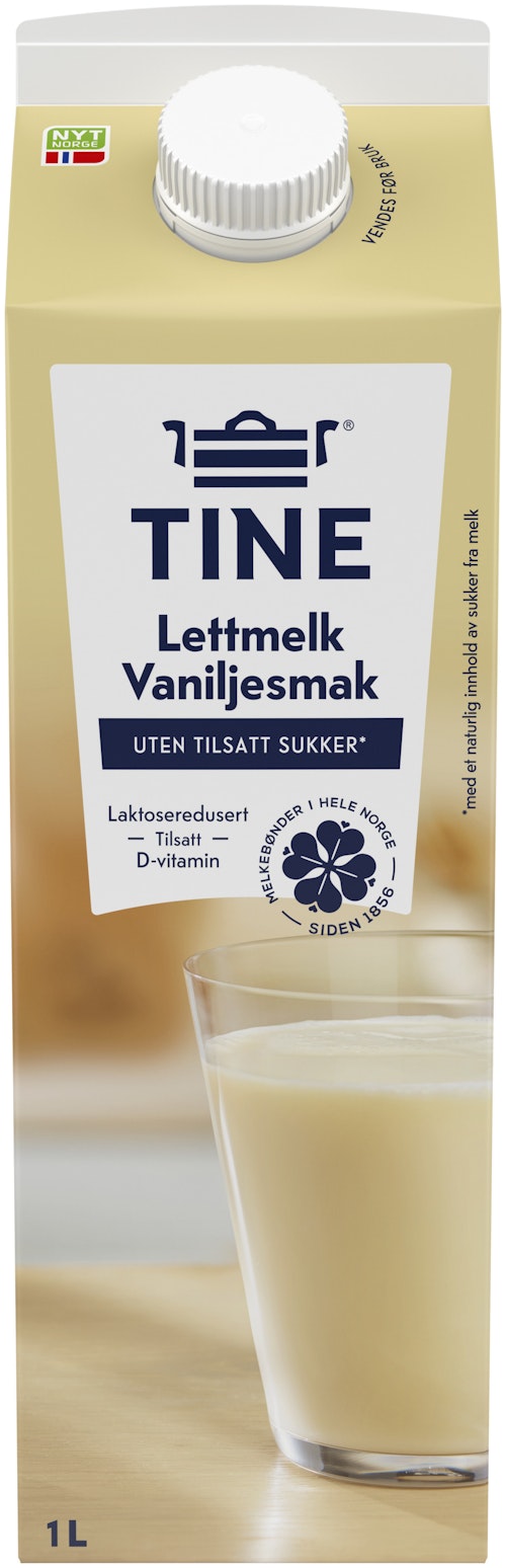 Bilde: © Tine / Oda Tine Tine Lettmelk Med Vanilje Uten Tilsatt Sukker, 1 l