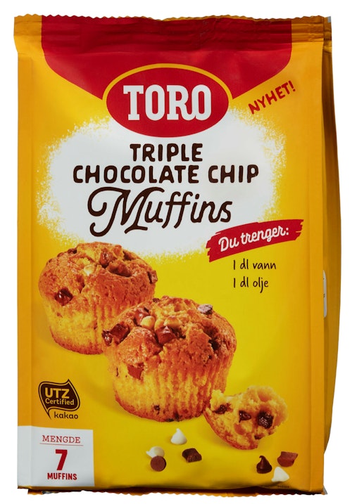 Bilde: © Toro / Kolonial.no Toro Muffins Triple Chocolate Chip 293 g
