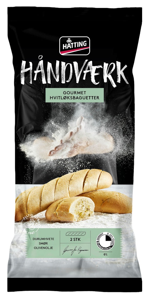 Bilde: © Hatting / Kolonial.no Hatting Gourmet Hvitløksbaguetter 2 stk, 350 g