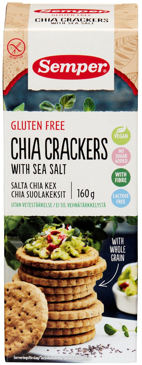 Bilde: © Semper / Kolonial.no Semper Chia Crackers Glutenfri, 160 g