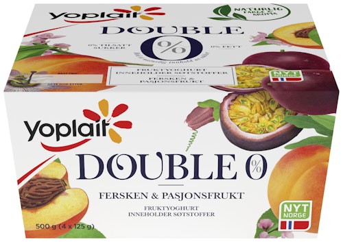 Bilde: © Fjordland / Oda Fjordland Yoplait Double 0% Fersken&Pasjon, 4x125g, 500 g