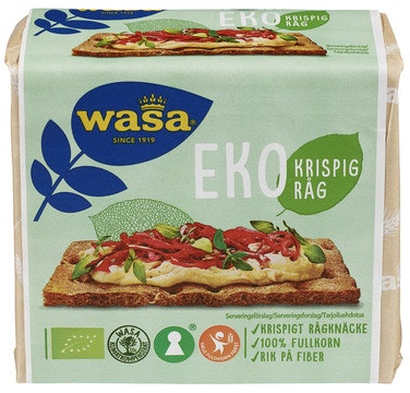 Wasa Knekkebrød Eko Krispig Råg Økologisk, 180 g