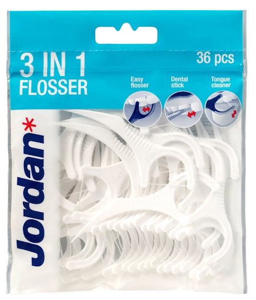 Bilde: © Jordan / Oda Jordan Jordan Flosser 3-in-1 Med smak, 36 stk