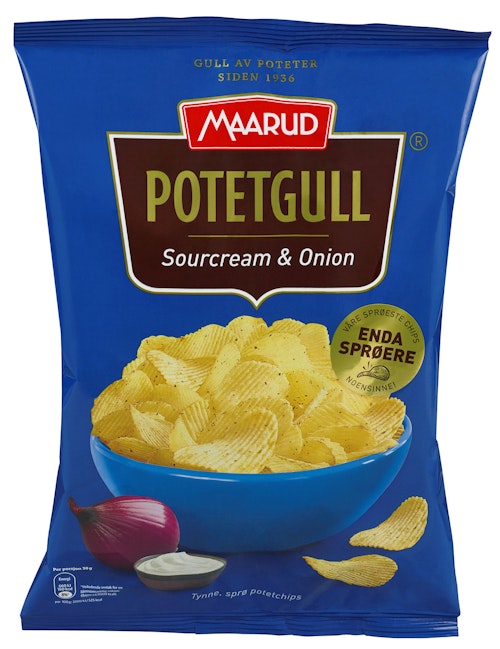 Bilde: © Maarud / Kolonial.no Maarud Potetgull Sourcream & Onion 200 g